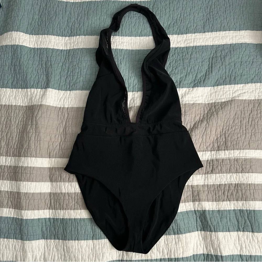 Bec & Bridge Wild Again Deep V Black Mesh Halter Bodysuit 4 Revolve